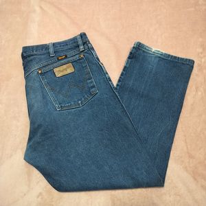 VTG Wrangler 13MWZ Men's Sz 38x29 Cowboy Cut Blue Jeans indigo Med Wash Western